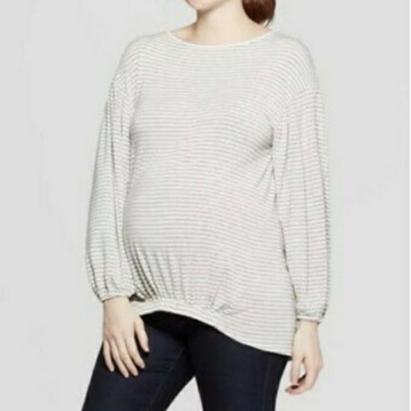 Isabel Maternity Stripes Long Sleeves Shirt Size L - Picture 3 of 8